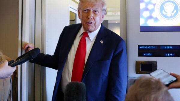 Donald Trump Insults Reporter After Question on Jeffrey Epstein Links donald trump air force one 3 091925 cab5d60debcc44588335520a7d7a381c