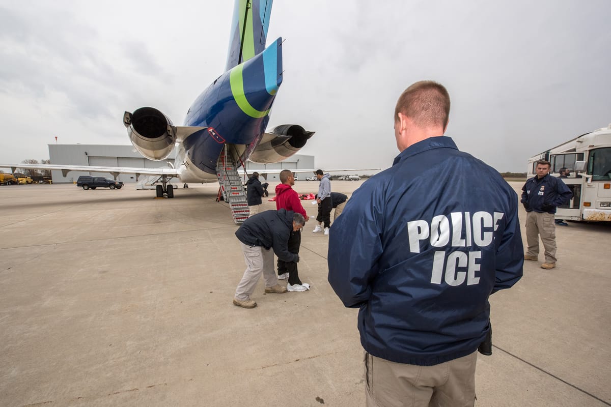 Trump Administration Moves to Dismiss Thousands of Asylum Cases, Opening Door to Third-Country Deportations 129 Chicago ERO Repat Plane 102115 JD
