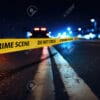 TikToker Arrested After Allegedly Killing Man During Livestream 217587679 crime scene tape across a dark street at night